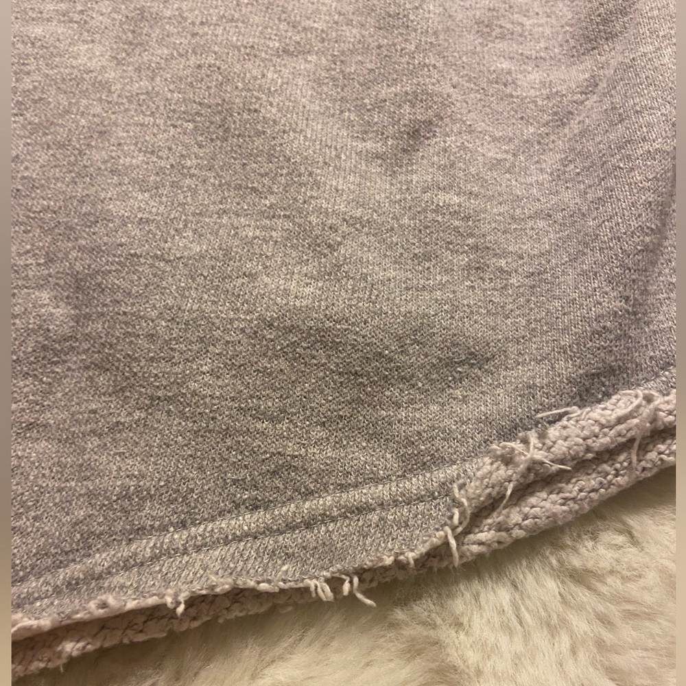 ROXY light grey raw hem pullover pink drawstring hoodie Large - Picture 9 of 9